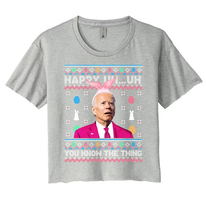 Funny Bunny Joe Biden Happy Uh You Know The Think Easter Day Funny Gift Women's Crop Top Tee