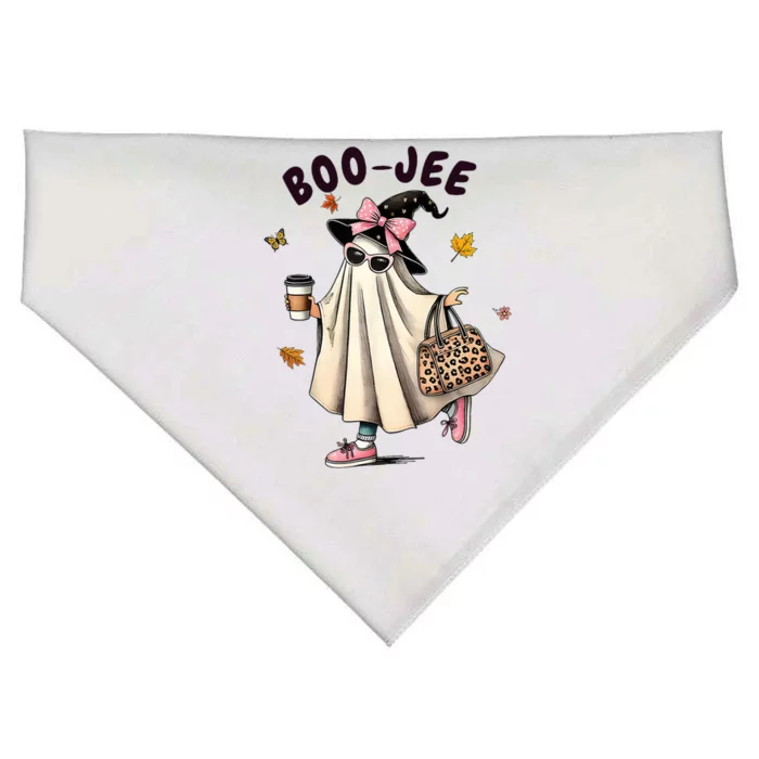 Funny Boo Jee Ghost Halloween Boo Jee Ghost Spooky Season USA-Made Doggie Bandana