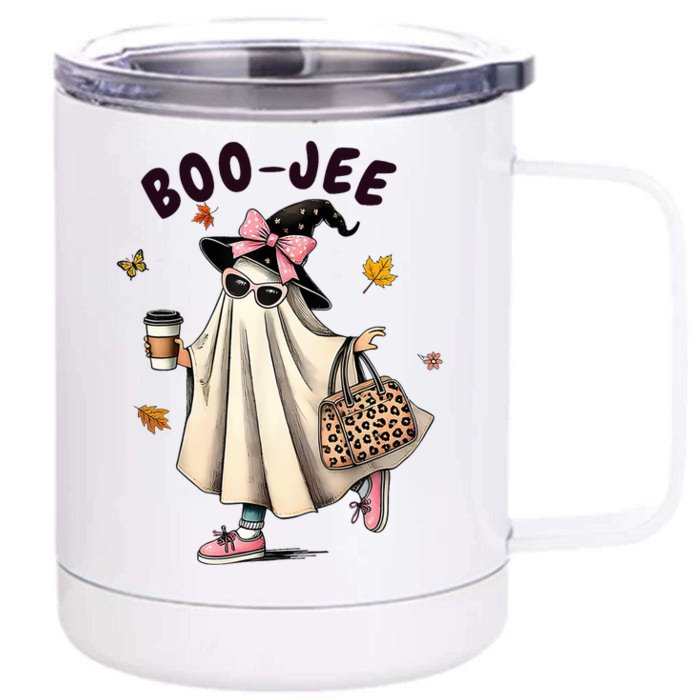 Funny Boo Jee Ghost Halloween Boo Jee Ghost Spooky Season Front & Back 12oz Stainless Steel Tumbler Cup