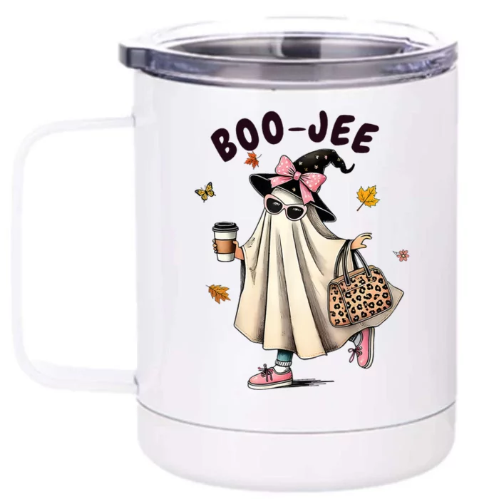 Funny Boo Jee Ghost Halloween Boo Jee Ghost Spooky Season Front & Back 12oz Stainless Steel Tumbler Cup