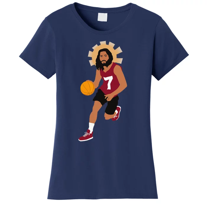 Funny Basketball Jesus Memes Christian Humor Slam Dunk Women's T-Shirt