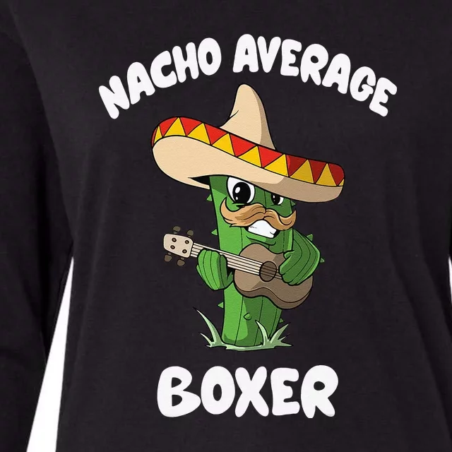 Funny Boxer Joke Humor Nacho Average Boxer Womens Cotton Relaxed Long Sleeve T-Shirt