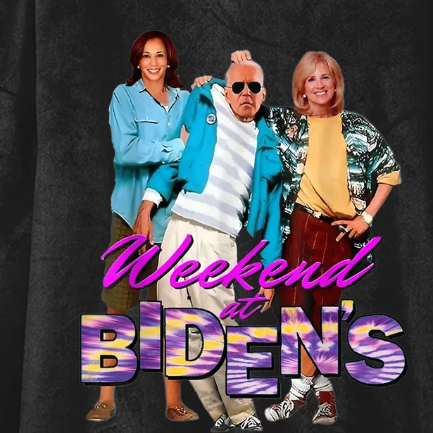 Funny Bidens Joke Weekend At Bidens Hooded Wearable Blanket