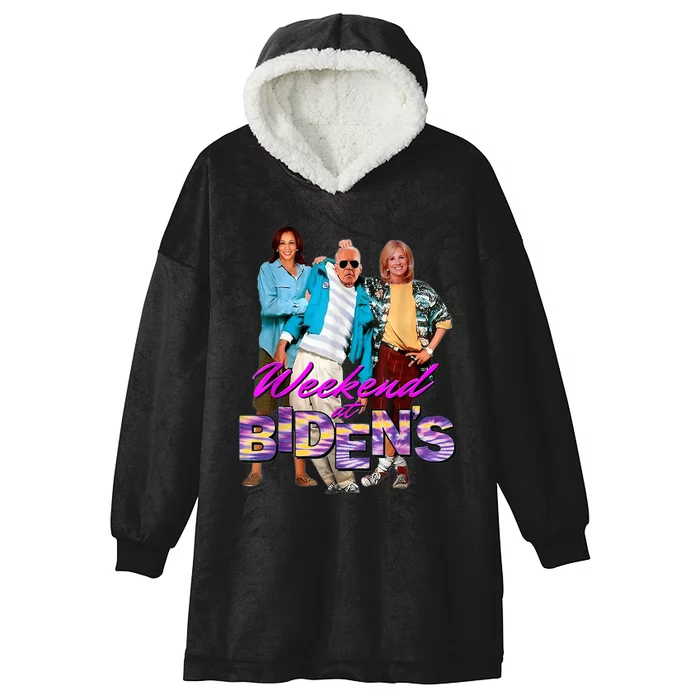 Funny Bidens Joke Weekend At Bidens Hooded Wearable Blanket