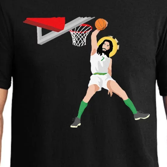 Funny Basketball Jesus Christian Humor Slam Dunk Pajama Set