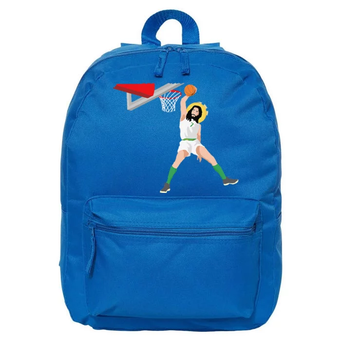 Funny Basketball Jesus Christian Humor Slam Dunk 16 in Basic Backpack