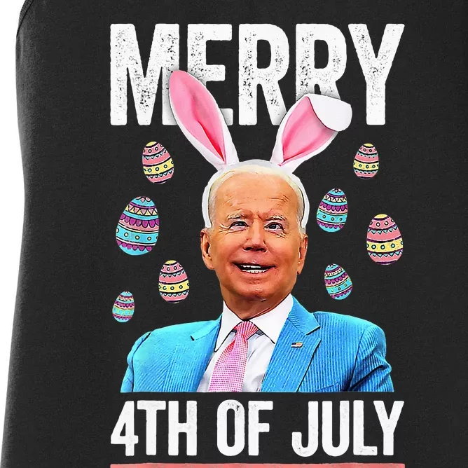 Funny Bunny Joe Biden 4th Of July Happy Easter Day Women's Racerback Tank