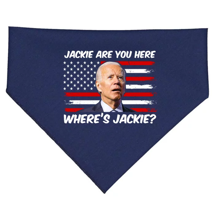 Funny Biden Jackie Are You Here Where's Jackie? USA-Made Doggie Bandana