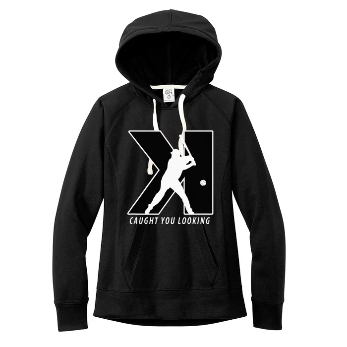 Funny Backwards K Strikeout Looking Baseball Pitching Women's Fleece Hoodie