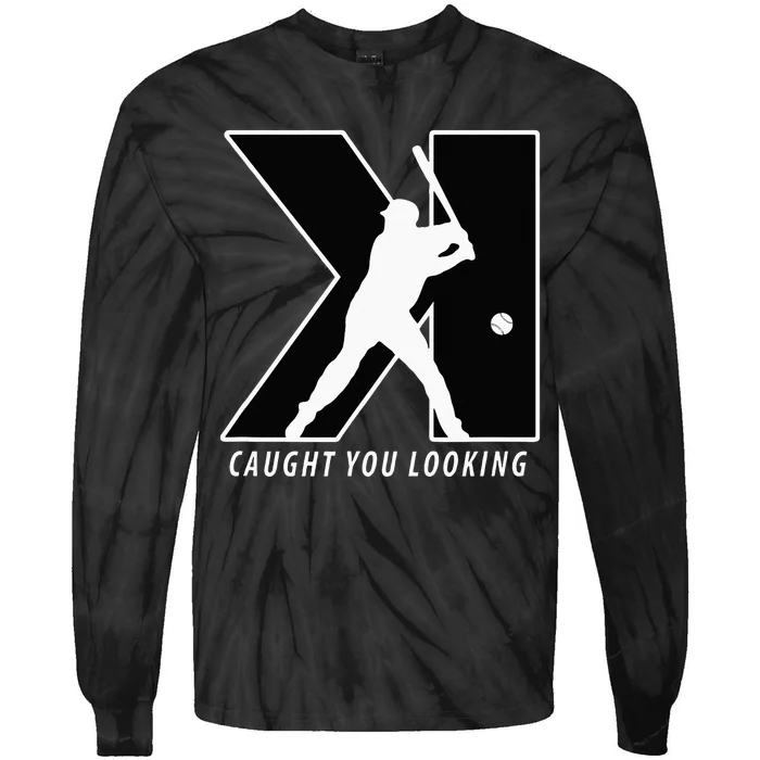 Funny Backwards K Strikeout Looking Baseball Pitching Tie-Dye Long Sleeve Shirt