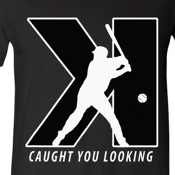 Funny Backwards K Strikeout Looking Baseball Pitching V-Neck T-Shirt