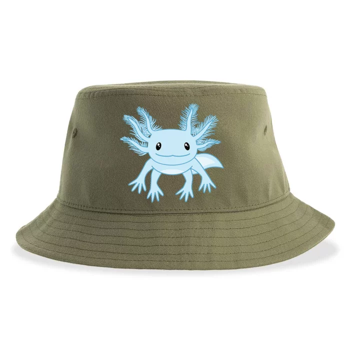 Funny Blue Kawaii Axolotl Anime Sustainable Bucket Hat