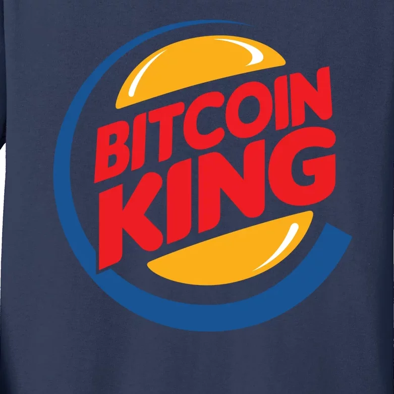 Funny Bitcoin King Logo Kids Long Sleeve Shirt