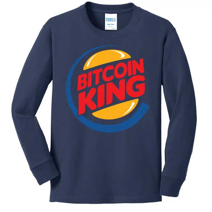 Funny Bitcoin King Logo Kids Long Sleeve Shirt