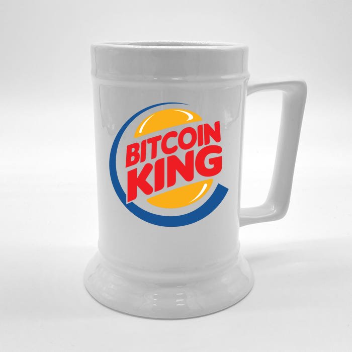 Funny Bitcoin King Logo Front & Back Beer Stein