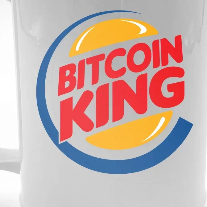 Funny Bitcoin King Logo Front & Back Beer Stein