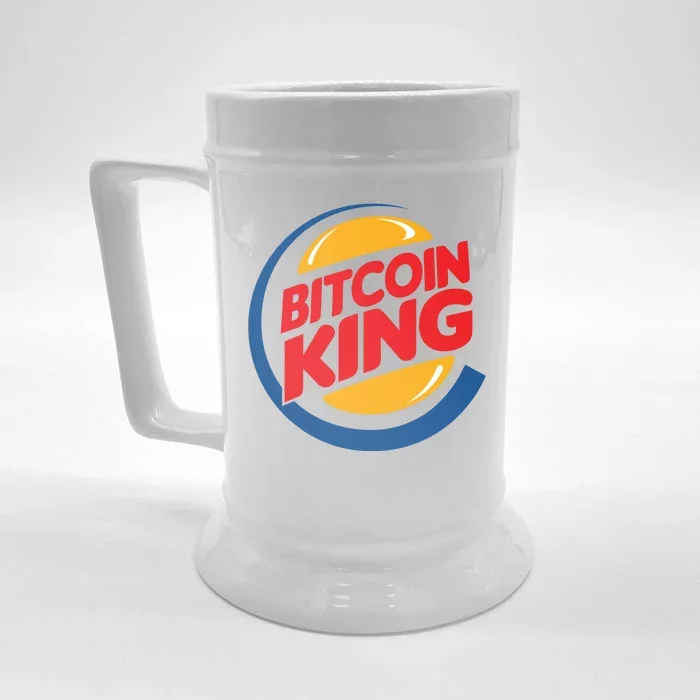 Funny Bitcoin King Logo Front & Back Beer Stein