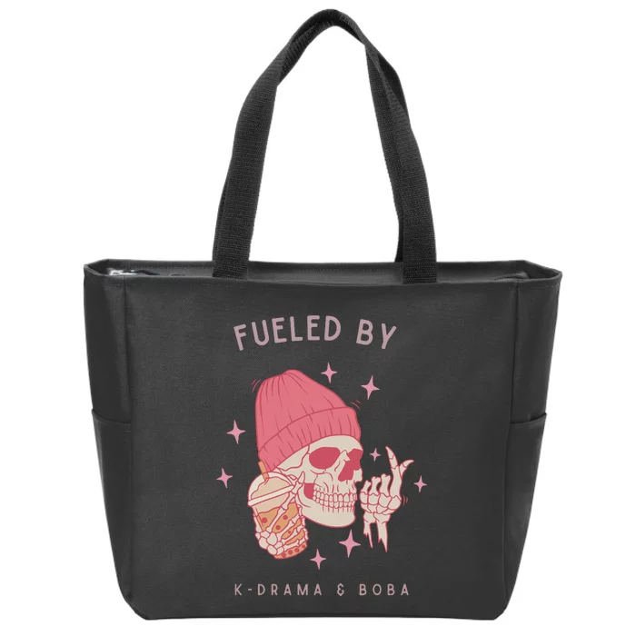 Fueled By K Drama And Boba Zip Tote Bag