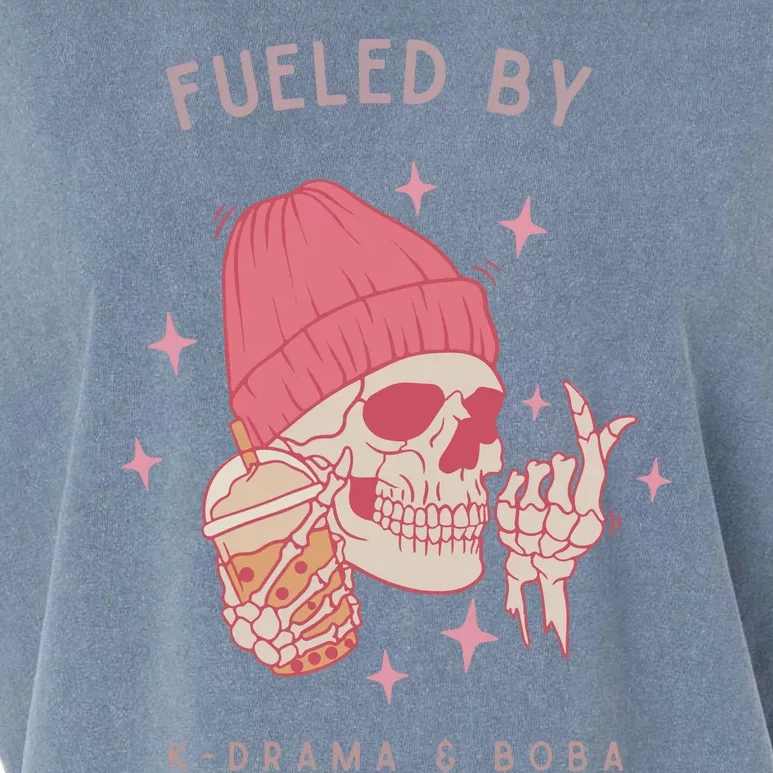 Fueled By K Drama And Boba Garment-Dyed Women's Muscle Tee