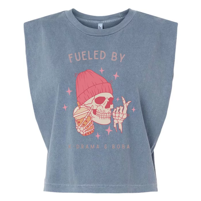 Fueled By K Drama And Boba Garment-Dyed Women's Muscle Tee