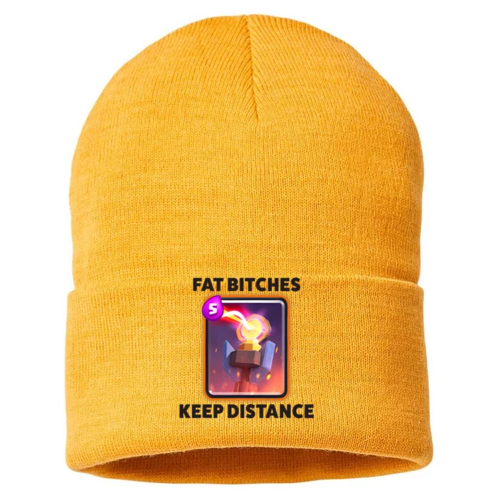 Fat Bitches Keep Distance Funny Meme Sustainable Knit Beanie