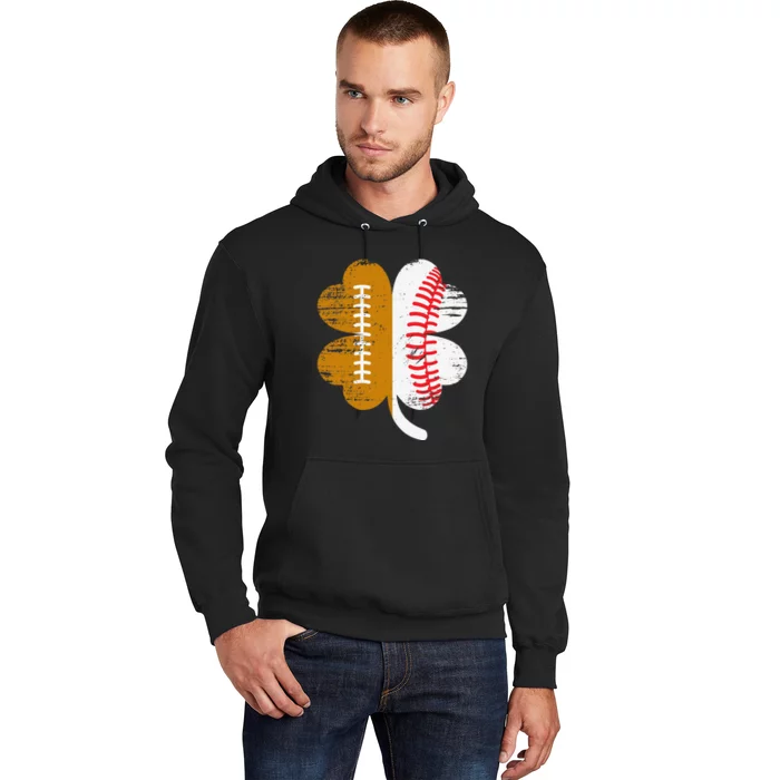 Football Baseball Lover Shamrock St Patricks Day Boy Hoodie