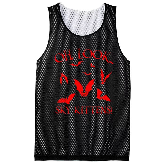 Funny Bat Lover Gift For Men Women Cool Sky Kittens Horror Mesh Reversible Basketball Jersey Tank