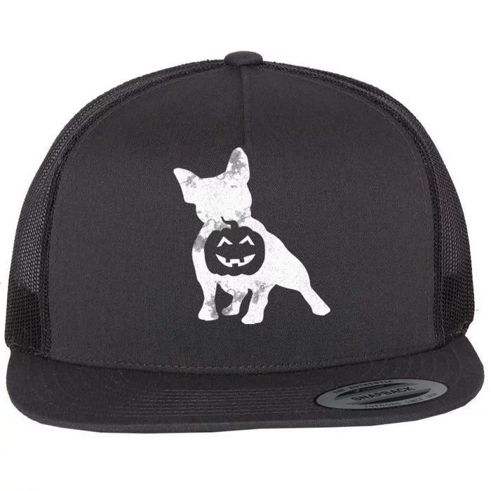 French Bulldog Lazy Halloween Costume Cute Frenchie Pumpkin Flat Bill Trucker Hat