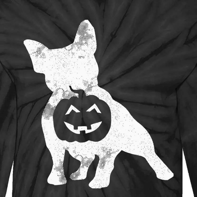 French Bulldog Lazy Halloween Costume Cute Frenchie Pumpkin Tie-Dye Long Sleeve Shirt