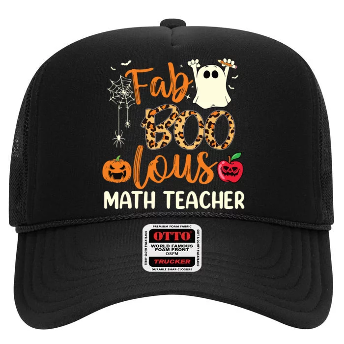 Fab Boo Lous Math Teacher Leopard Spooky Halloween Costume High Crown Mesh Trucker Hat