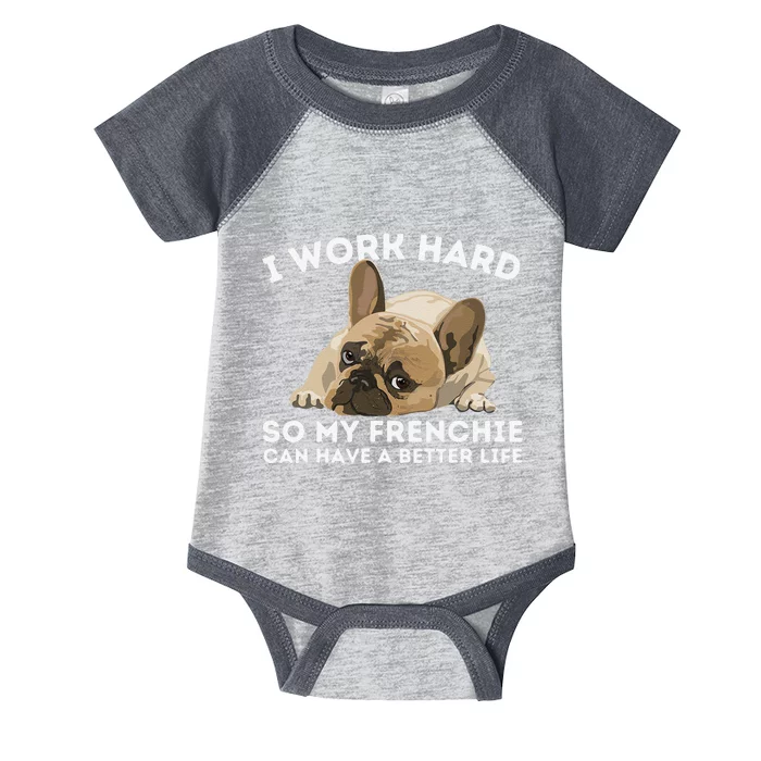 Frenchie Better Life Funny French Bulldog Dog Lover Infant Baby Jersey Bodysuit