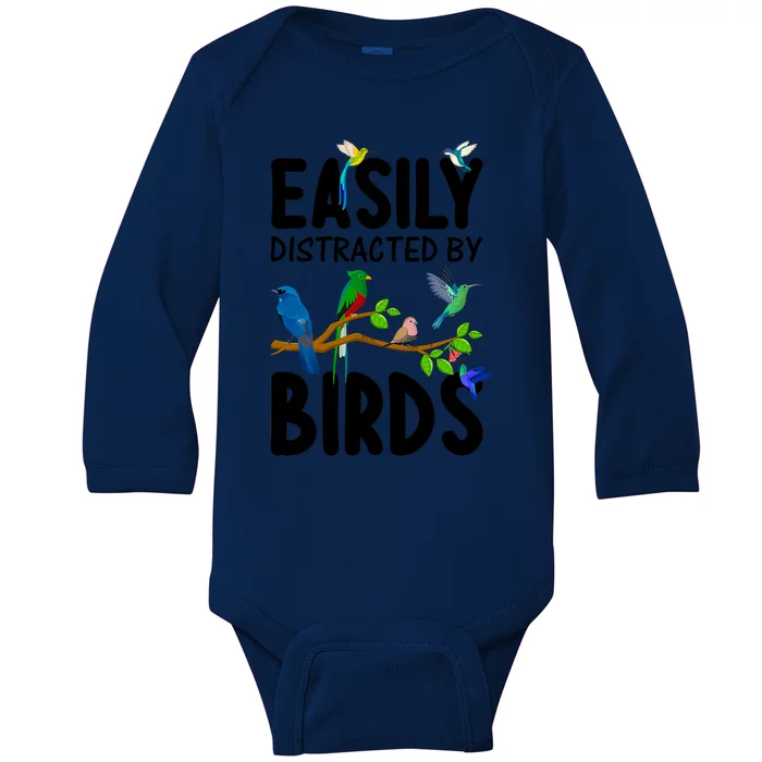 Funny Bird Lover Art Ornithology Bird Watcher Cool Gift Baby Long Sleeve Bodysuit