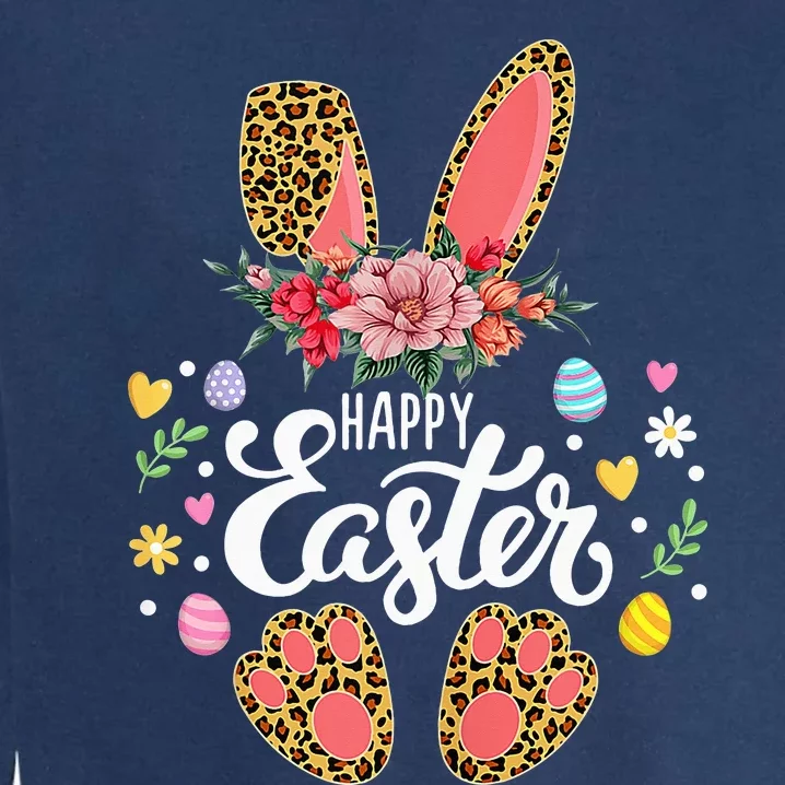 funyn Bunny Leopard Easter Egg Hunt Squad Garment-Dyed Sweatshirt