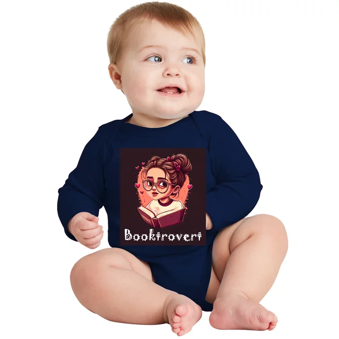 Funny Book Loving Introvert Gift Booktrovert Gift Baby Long Sleeve Bodysuit