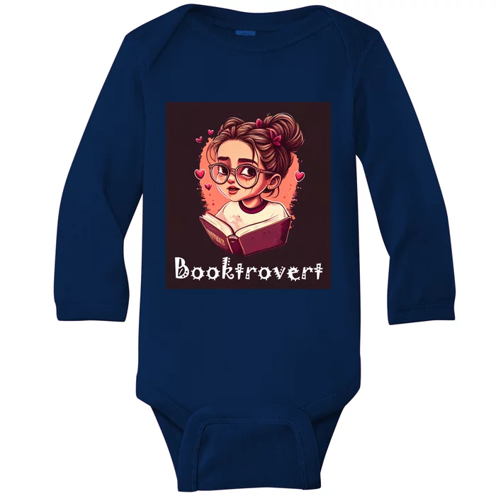 Funny Book Loving Introvert Gift Booktrovert Gift Baby Long Sleeve Bodysuit