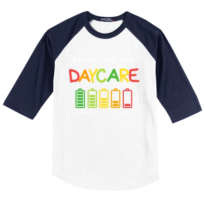 Funny Battery Life Of A Daycare Teacher Appreciation School Meaningful Gift Baseball Sleeve Shirt