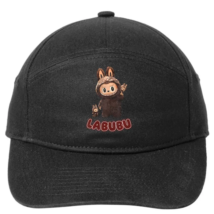 Funny Brown Labubu Cute Labubu The Monsters 7-Panel Snapback Hat