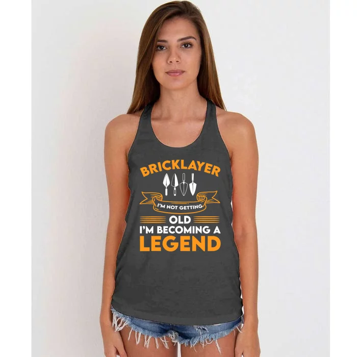 Funny Bricklayer Legend Brickmason Saying Brick Masonry Women's Knotted Racerback Tank