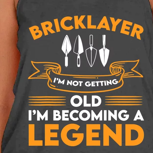 Funny Bricklayer Legend Brickmason Saying Brick Masonry Women's Knotted Racerback Tank