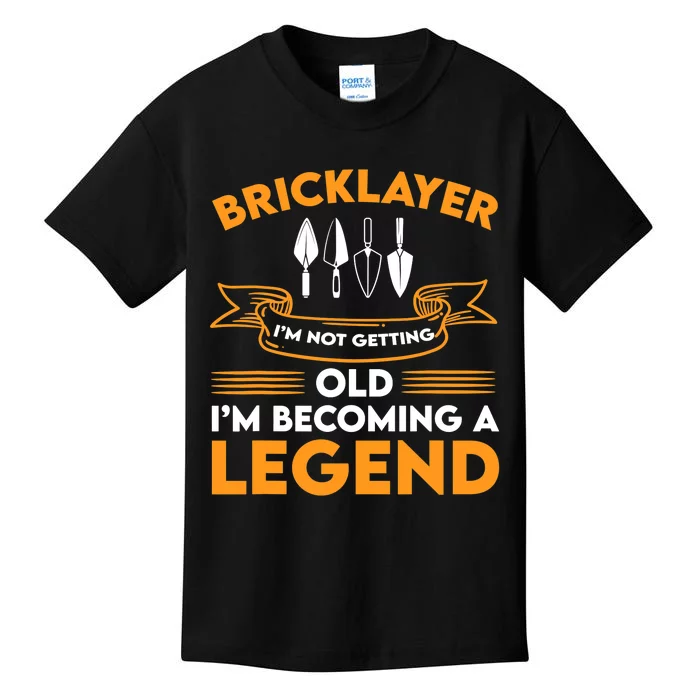 Funny Bricklayer Legend Brickmason Saying Brick Masonry Kids T-Shirt