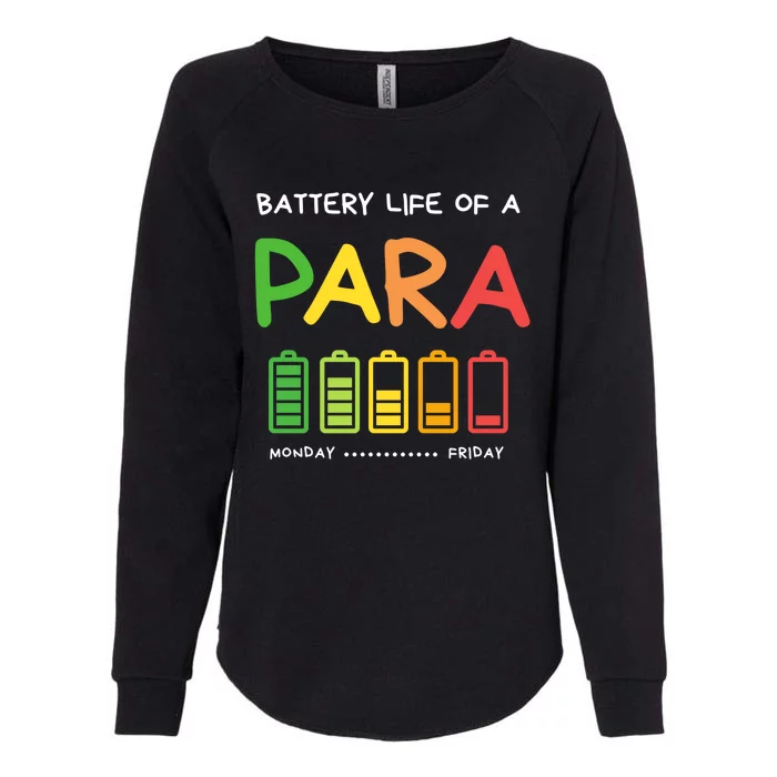 Funny Battery Life Of A Para Professional Teacher School Cool Gift Womens California Wash Sweatshirt