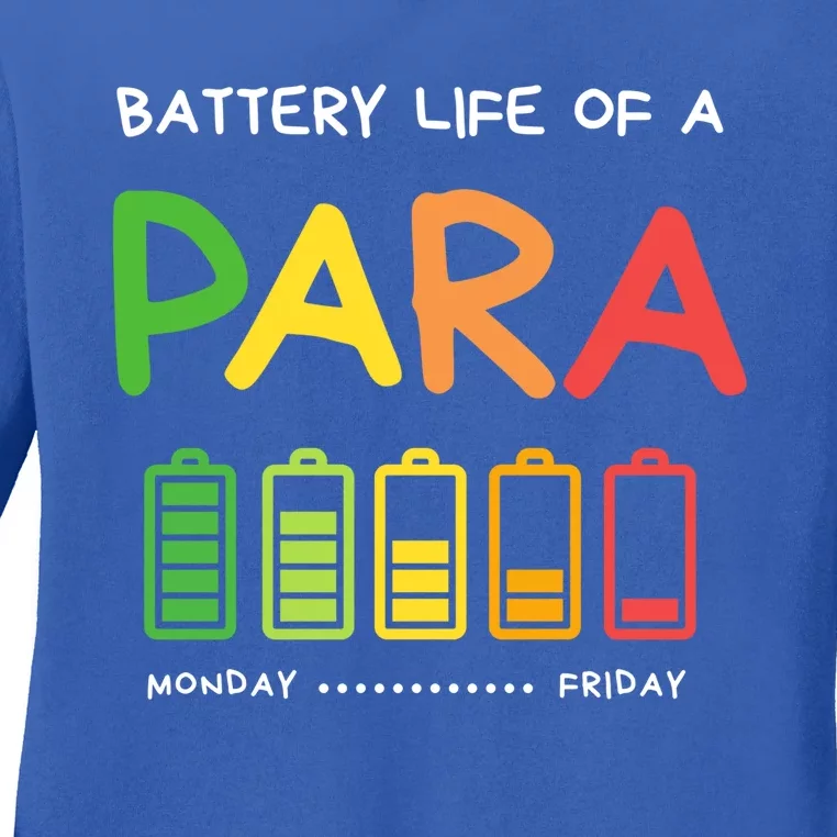 Funny Battery Life Of A Para Professional Teacher School Cool Gift Ladies Long Sleeve Shirt