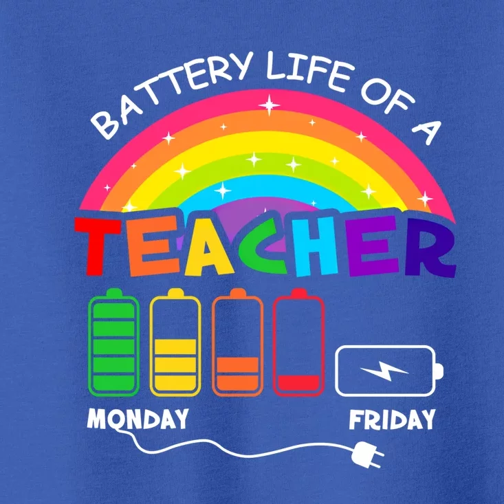 Funny Battery Life Of A Teacher Appreciati To School Funny Gift Toddler T-Shirt