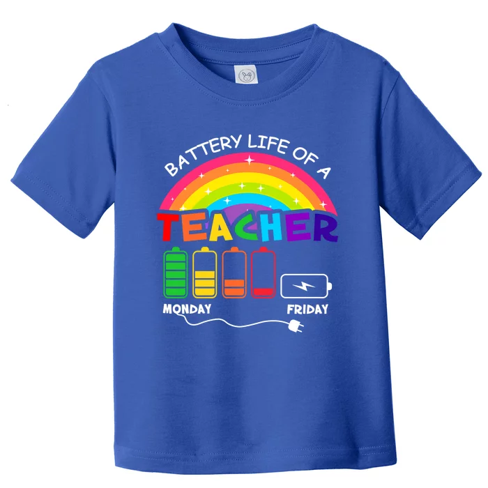 Funny Battery Life Of A Teacher Appreciati To School Funny Gift Toddler T-Shirt