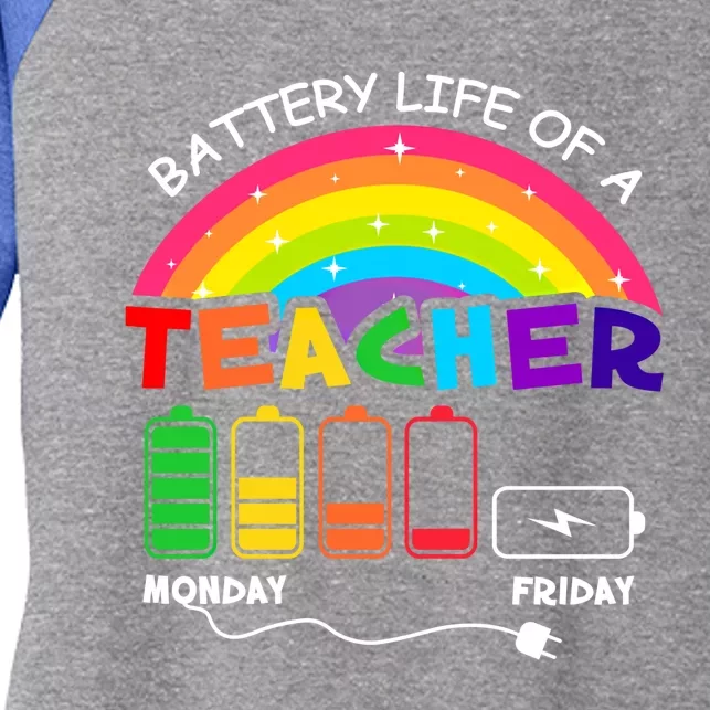 Funny Battery Life Of A Teacher Appreciati To School Funny Gift Women's Tri-Blend 3/4-Sleeve Raglan Shirt