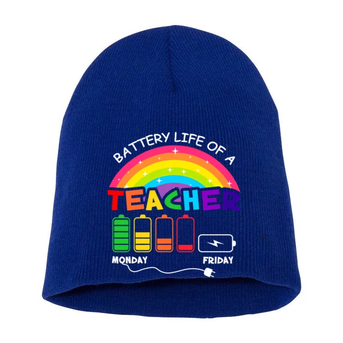 Funny Battery Life Of A Teacher Appreciati To School Funny Gift Short Acrylic Beanie