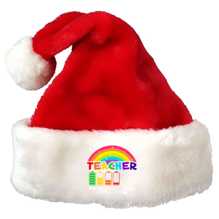 Funny Battery Life Of A Teacher Appreciati To School Funny Gift Premium Christmas Santa Hat