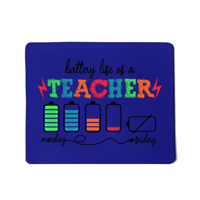 Funny Battery Life Of A Teacher From Monday To Friday Gift Mousepad