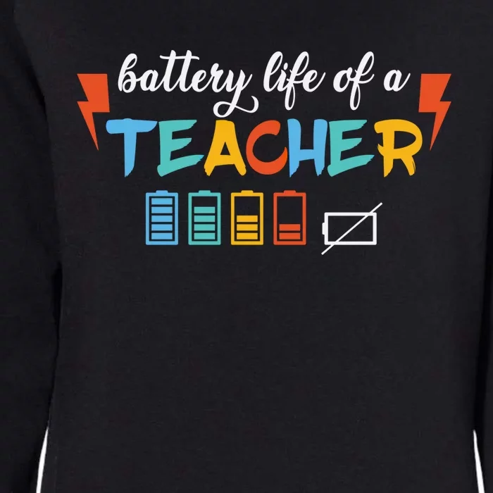 Funny Battery Life Of A Teacher Teacher Gift Womens California Wash Sweatshirt