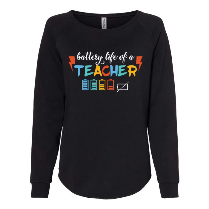 Funny Battery Life Of A Teacher Teacher Gift Womens California Wash Sweatshirt